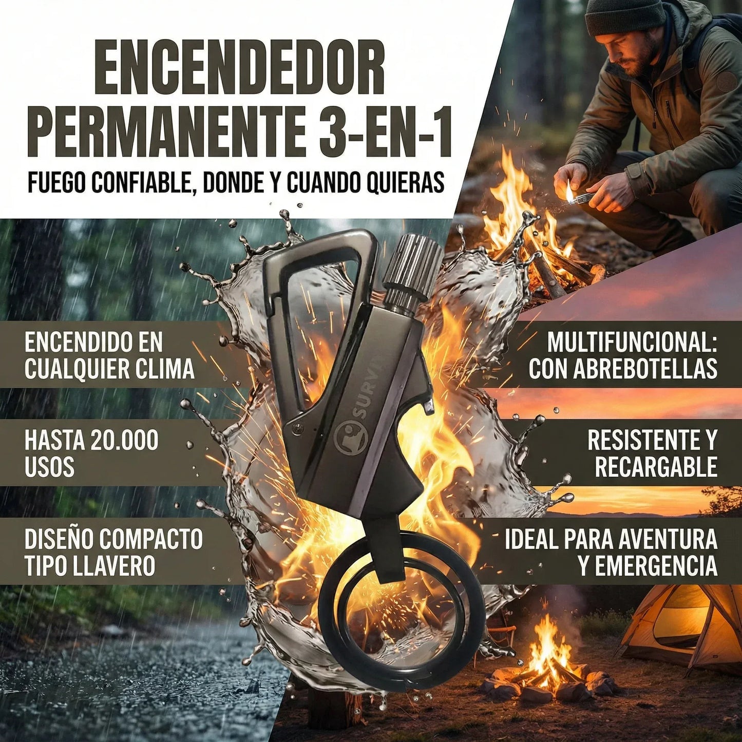 Encendedor Permanente 3 en 1