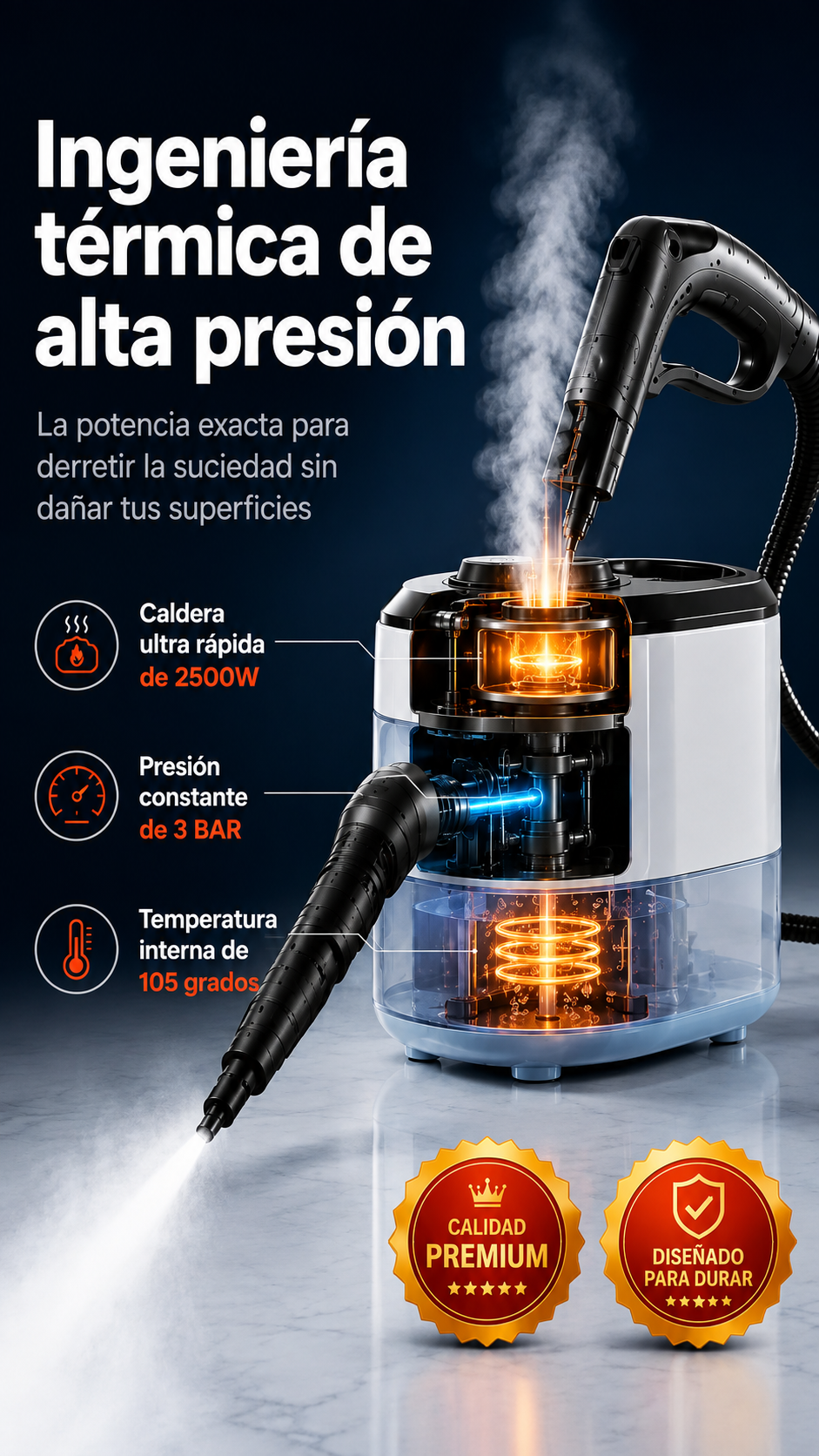 Limpiador a vapor portátil de alta presión